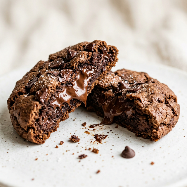 Gooey baked cookie split in half